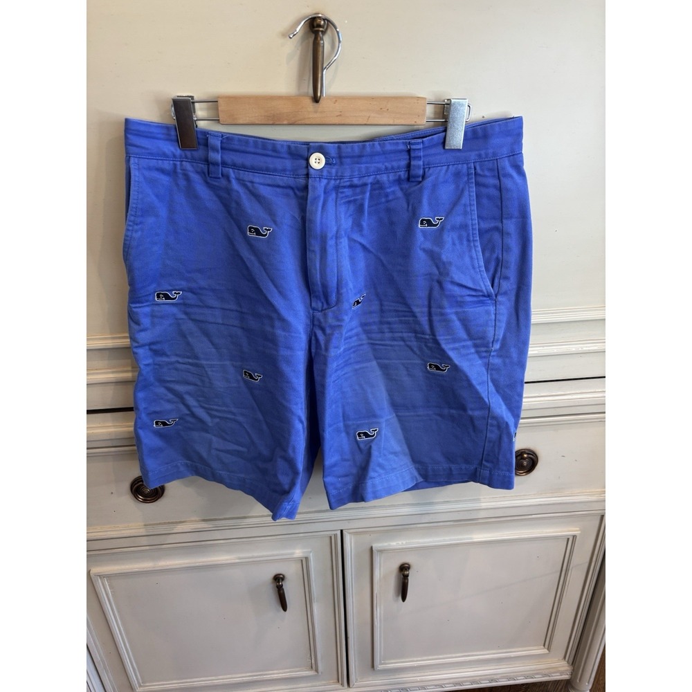 Vineyard Vines Blue Whale Pattern Breaker Short Cotton Twill Summer Preppy 34